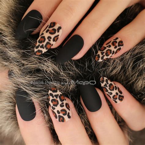 leopard print nails black - leopard print press on nails.